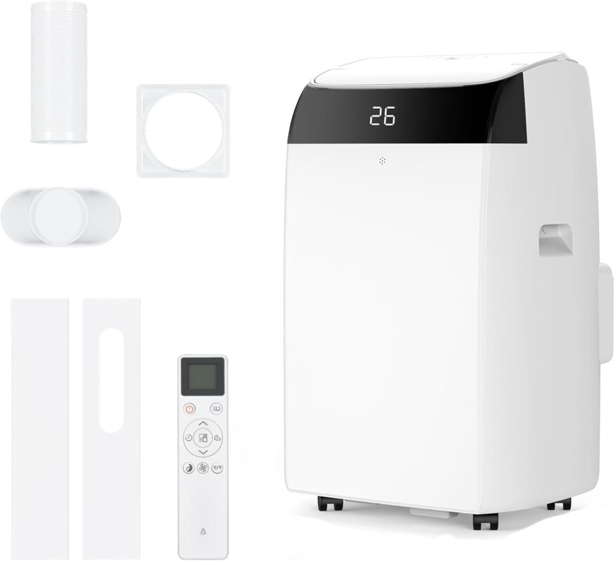 GarveeHome Mobile Klimaanlage 12000 BTU, 3-in-1 Klimagerät Mit Abluftschlauch, Leise, Digitaldisplay, Fernbedienung, 24h-Timer, Fenster-Installationsset, Für Räume Bis 51m²