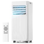 Mobile Klimaanlage ohne Abluftschlauch 6-in-1, Luftkühler mit Wasserkühlung & 1200ml Tank, 7m/s Turbo, 120° Oszillation, 1-12H Timer, 36W Leises Mini Klimagerät für Schlafzimmer & Büro, Cremeweiß