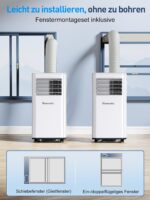 Klimaanlage Mobil 9000 BTU, Mobile Klimaanlage 4-in-1, Kühlung, Entfeuchtung und 2-Stufiger Belüftung, Mobiles Klimagerät mit Abluftschlauch, Digitalanzeige, 24h-Timer, Kühlfläche bis zu 88 m³(33㎡)