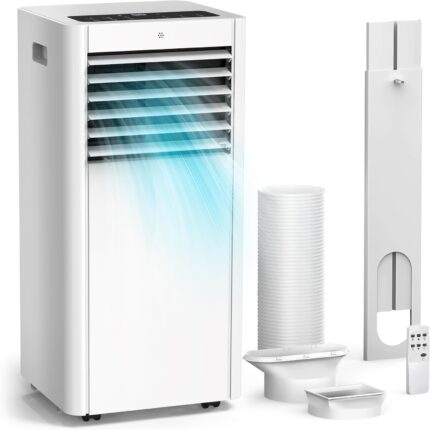 Klimageräte, 4-in-1 9000 BTU Mobile Klimaanlage für Räume bis zu 35 m² mit Luftkühler, Ventilator, Luftentfeuchter, Nachtmodus| Fernbedienung+ Timer+ Kindersicherung | AUTO Klimaanlage Mobil
