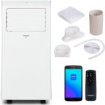 MEDION Smarte Mobile Klimaanlage mit Abluftschlauch P1002 (10000 BTU, mobil, inkl. Fensterabdichtung, bis 34m², 3in1 Kühlen Entfeuchten Ventilieren, App- und Sprachsteuerung, Schlafmodus, MD 37733)