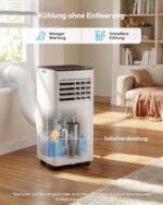 Mobile Klimaanlage 9000 BTU mit Abluftschlauch | 4-in-1 Mobiles Klimagerät | Leiser Betrieb | Digitaldisplay + Fernbedienung | Fenster-Installationsset | 24h-Timer | Für Räume bis 25 m²