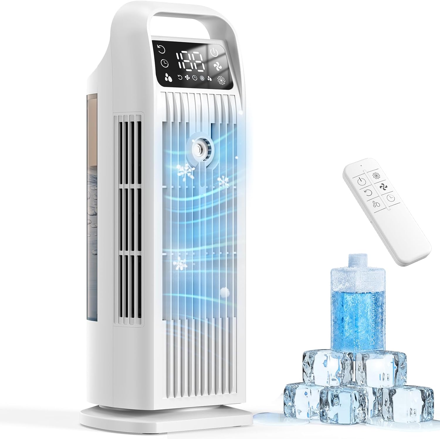 710MOv7z25L._AC_SL1500 Mobile Klimaanlage ohne Abluftschlauch 6-in-1, Luftkühler mit Wasserkühlung & 1200ml Tank, 7m/s Turbo, 120° Oszillation, 1-12H Timer, 36W Leises Mini Klimagerät für Schlafzimmer & Büro, Cremeweiß