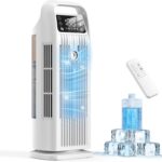 Mobile Klimaanlage ohne Abluftschlauch 6-in-1, Luftkühler mit Wasserkühlung & 1200ml Tank, 7m/s Turbo, 120° Oszillation, 1-12H Timer, 36W Leises Mini Klimagerät für Schlafzimmer & Büro, Cremeweiß