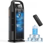 Mobile Klimaanlage ohne Abluftschlauch 6-in-1, Luftkühler mit Wasserkühlung & 1200ml Tank, 7m/s Turbo, 120° Oszillation, 1-12H Timer, 36W Leises Mini Klimagerät für Schlafzimmer & Büro, Cremeweiß