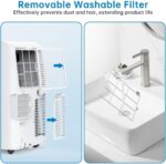 GarveeHome Mobile Klimaanlage 12000 BTU, 3-in-1 Klimagerät Mit Abluftschlauch, Leise, Digitaldisplay, Fernbedienung, 24h-Timer, Fenster-Installationsset, Für Räume Bis 51m²