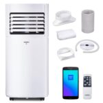 MEDION Smarte Mobile Klimaanlage mit Abluftschlauch P1002 (10000 BTU, mobil, inkl. Fensterabdichtung, bis 34m², 3in1 Kühlen Entfeuchten Ventilieren, App- und Sprachsteuerung, Schlafmodus, MD 37733)