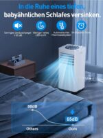 Klimaanlage Mobil 9000 BTU, Mobile Klimaanlage 4-in-1, Kühlung, Entfeuchtung und 2-Stufiger Belüftung, Mobiles Klimagerät mit Abluftschlauch, Digitalanzeige, 24h-Timer, Kühlfläche bis zu 88 m³(33㎡)