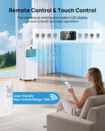 Klimaanlage Mobil 9000 BTU, Mobiles Klimagerät mit Abluftschlauch, Kühl-/Ventilations-/ Entfeuchtungs-/Schlafmodus 4-in-1, Digitalanzeige & Fernbedienung, 24H Timer, 360° Rollen, Inklusive Fensterset