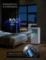 Klimageräte, 4-in-1 9000 BTU Mobile Klimaanlage für Räume bis zu 35 m² mit Luftkühler, Ventilator, Luftentfeuchter, Nachtmodus| Fernbedienung+ Timer+ Kindersicherung | AUTO Klimaanlage Mobil