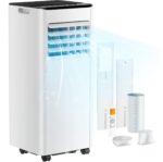 Mobile Klimaanlage 9000 BTU mit Abluftschlauch | 4-in-1 Mobiles Klimagerät | Leiser Betrieb | Digitaldisplay + Fernbedienung | Fenster-Installationsset | 24h-Timer | Für Räume bis 25 m²