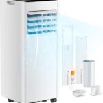 Mobile Klimaanlage 9000 BTU mit Abluftschlauch | 4-in-1 Mobiles Klimagerät | Leiser Betrieb | Digitaldisplay + Fernbedienung | Fenster-Installationsset | 24h-Timer | Für Räume bis 25 m²