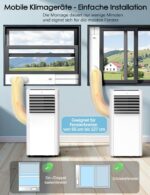 Klimageräte, 4-in-1 9000 BTU Mobile Klimaanlage für Räume bis zu 35 m² mit Luftkühler, Ventilator, Luftentfeuchter, Nachtmodus| Fernbedienung+ Timer+ Kindersicherung | AUTO Klimaanlage Mobil