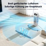 Mobile Klimaanlage ohne Abluftschlauch 6-in-1, Luftkühler mit Wasserkühlung & 1200ml Tank, 7m/s Turbo, 120° Oszillation, 1-12H Timer, 36W Leises Mini Klimagerät für Schlafzimmer & Büro, Cremeweiß