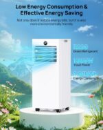 Klimaanlage Mobil 9000 BTU, Mobiles Klimagerät mit Abluftschlauch, Kühl-/Ventilations-/ Entfeuchtungs-/Schlafmodus 4-in-1, Digitalanzeige & Fernbedienung, 24H Timer, 360° Rollen, Inklusive Fensterset