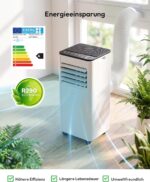 Mobile Klimaanlage 9000 BTU mit Abluftschlauch | 4-in-1 Mobiles Klimagerät | Leiser Betrieb | Digitaldisplay + Fernbedienung | Fenster-Installationsset | 24h-Timer | Für Räume bis 25 m²